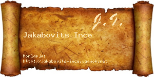 Jakabovits Ince névjegykártya